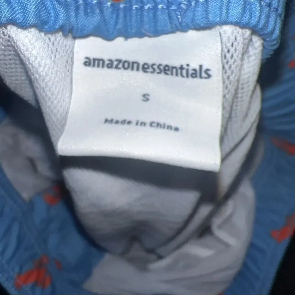 Men's Size Small Amazon Essentials Blue Crabs Lobster Swim Trunks